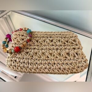 Capelli of New York Cream Crochet Bag with Colorful Accents